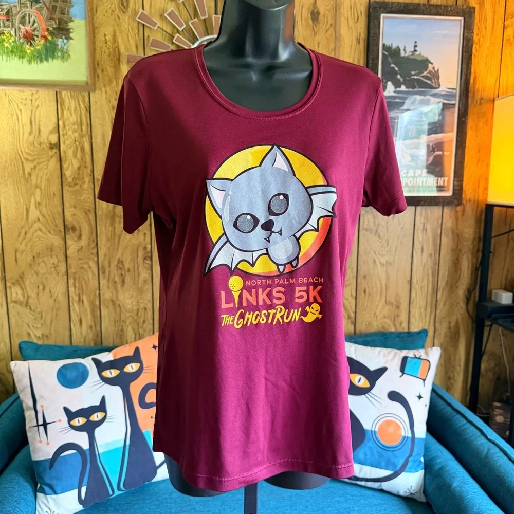 Cute Bat Halloween Tee - NORTH PALM BEACH LINKS 5K THE GHOST RUN